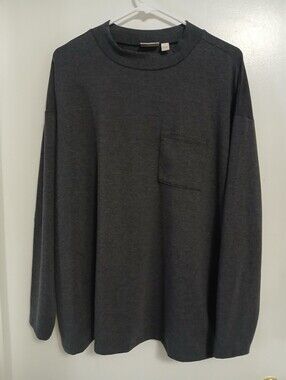 LOGO Lori Goldstein Womens Long sleeve Knit QVC Top 1X Gray